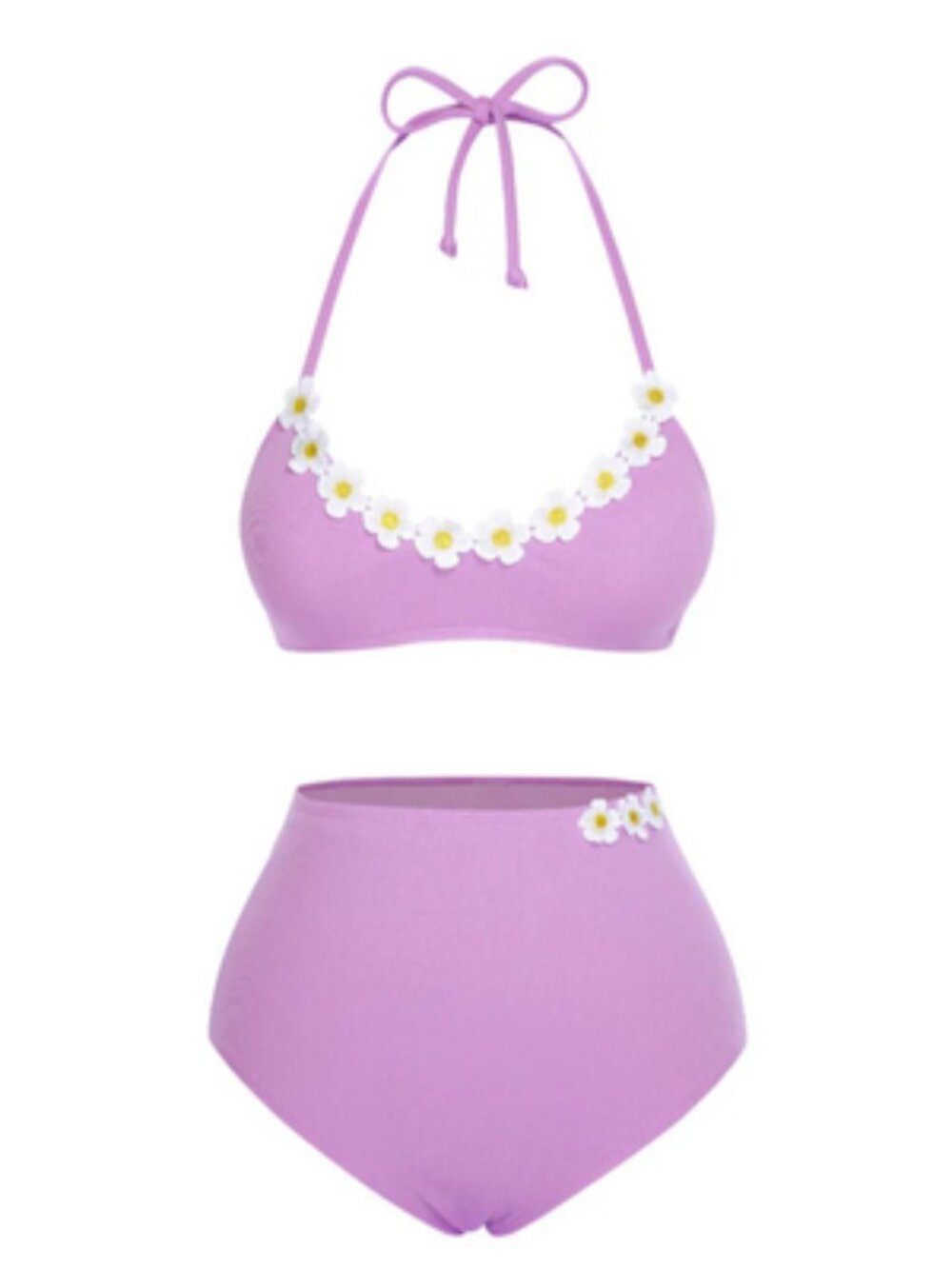 RETRO STAGE Lilac Ribbed Bikini | Floral Retro Swim | Small